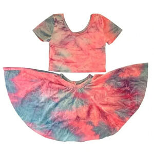 Wild Rich Kids 2 Piece Outfit Girls Size 11/12 crushed velvet bright tie dye